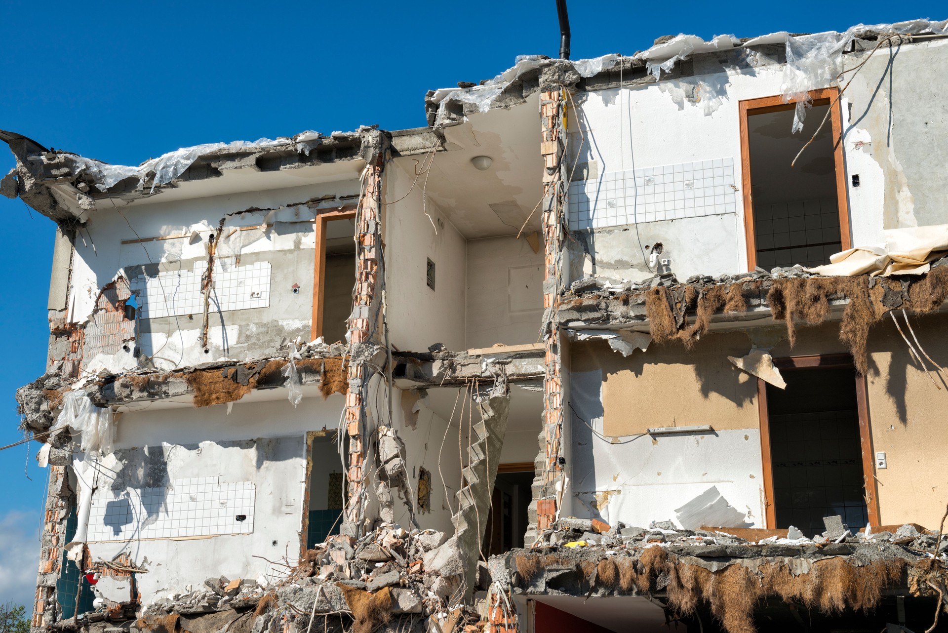 badly damaged house